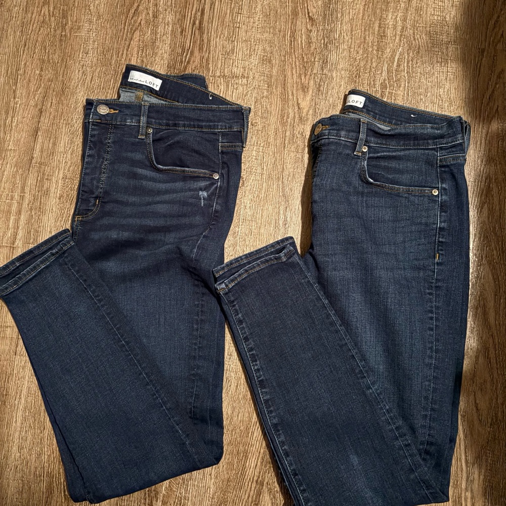 2 pair LOFT Women's Dark Indigo High waist Skinny Jeans size 32